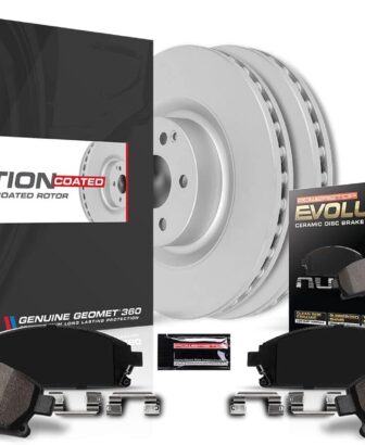 PowerStop Front Brake Kit for Nissan Kicks 2021-24 | Nissan Sentra 2020-25 - Z17 Ceramic Brake Pads + Fully Coated Disc Rotors Replacement, CRK9181