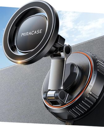 Miracase for MagSafe Car Mount[3600gf Strong Magnet & 89+LBS Suction Base]Vacuum Magnetic Phone Holders for Your Car, 360° Adjustable Dashboard & Windshield Mount with Dash Accents for All Smartphones